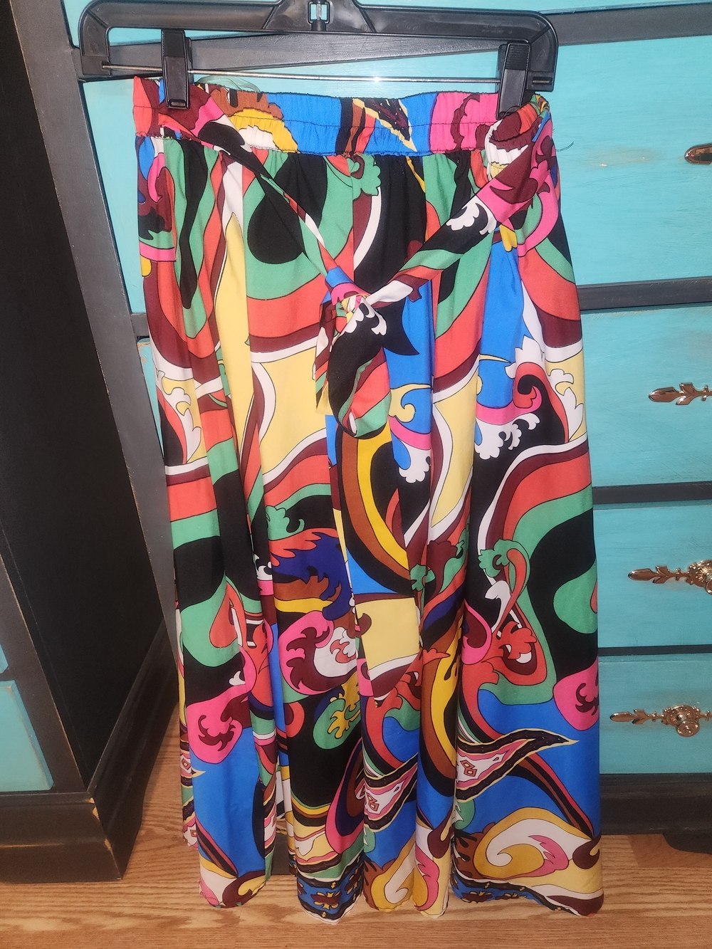 Multicolor Abstract Print Maxi Skirt